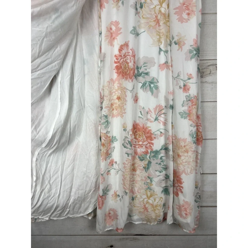 Abercrombie & Fitch Dress Womens Large Floral Wrap Maxi Flutter Chiffon NWT - Picture 3 of 8